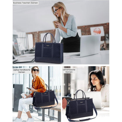 Laptoptasche Damen 17 Zoll, wasserabweisend, dunkelblau