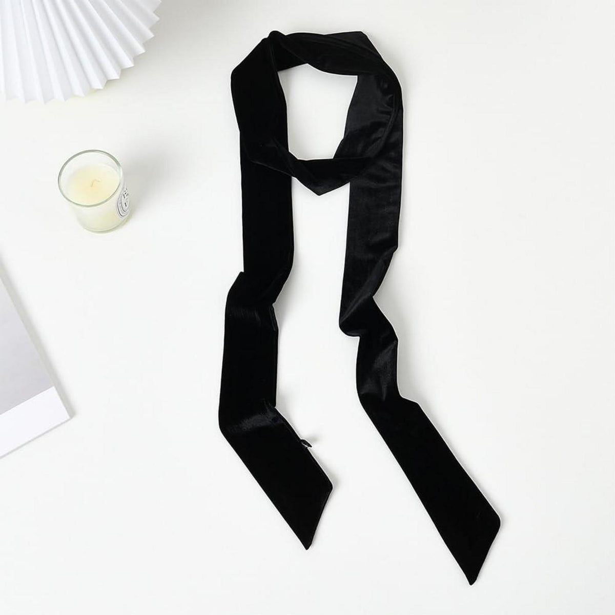 Schmaler Satin-Schal 2er-Set Schwarz für Damen