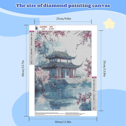 5D Diamantmalerei Chinesische Architektur – DIY Landschaftsbild