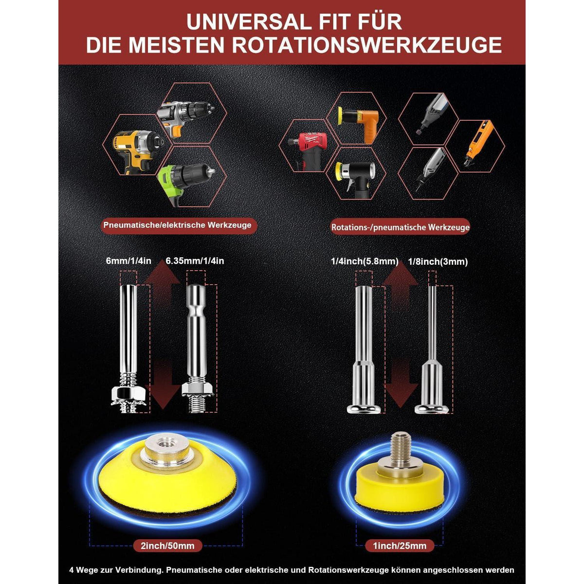 250x Schleifscheiben 50mm Klett für Bohrer & Dremel | 80-3000 Körnung