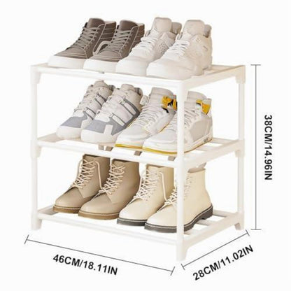 Schuhregal Schmal – 3 Ebenen, Metall & Weiß – Platzsparende Schuhablage