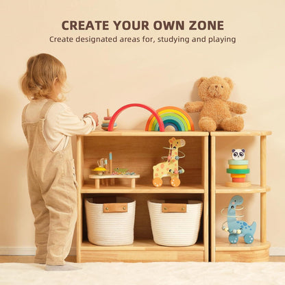 Gummibaumholz Montessori Regal 60cm – Kleinkind Bücherregal