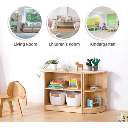 Gummibaumholz Montessori Regal 60cm – Kleinkind Bücherregal