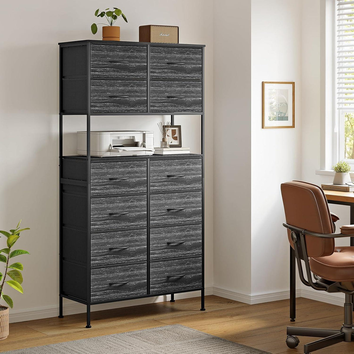 Weiße Kommode mit 12 Schubladen – Hochschrank für Wohnzimmer & Flur