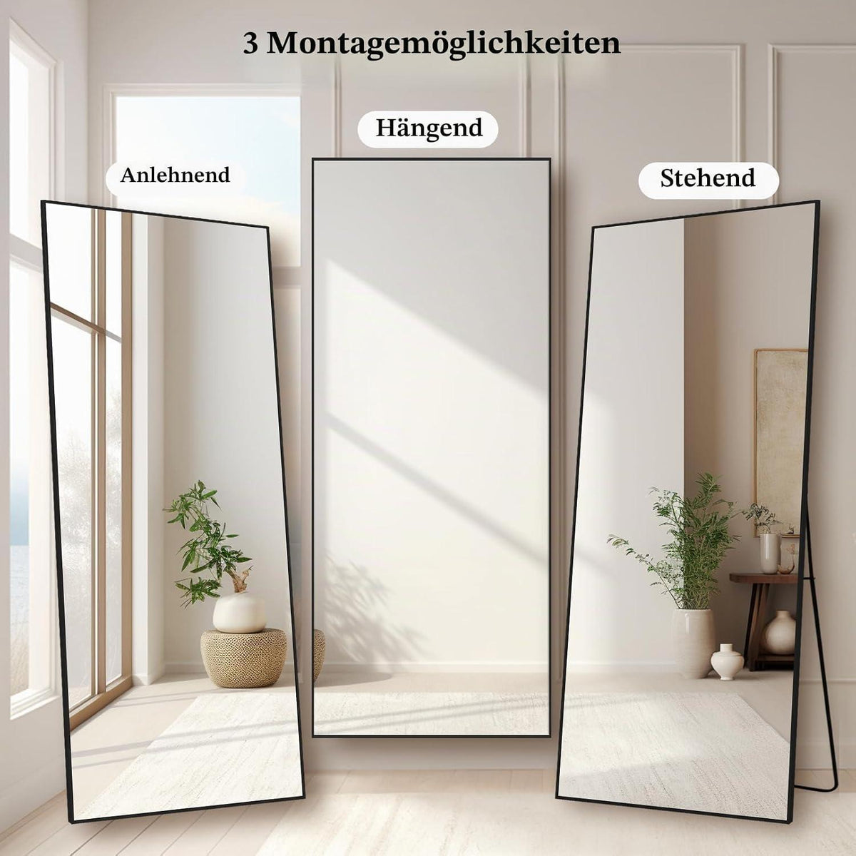 Ganzkörperspiegel 204x104cm – Stehspiegel für Schlafzimmer & Wohnzimmer