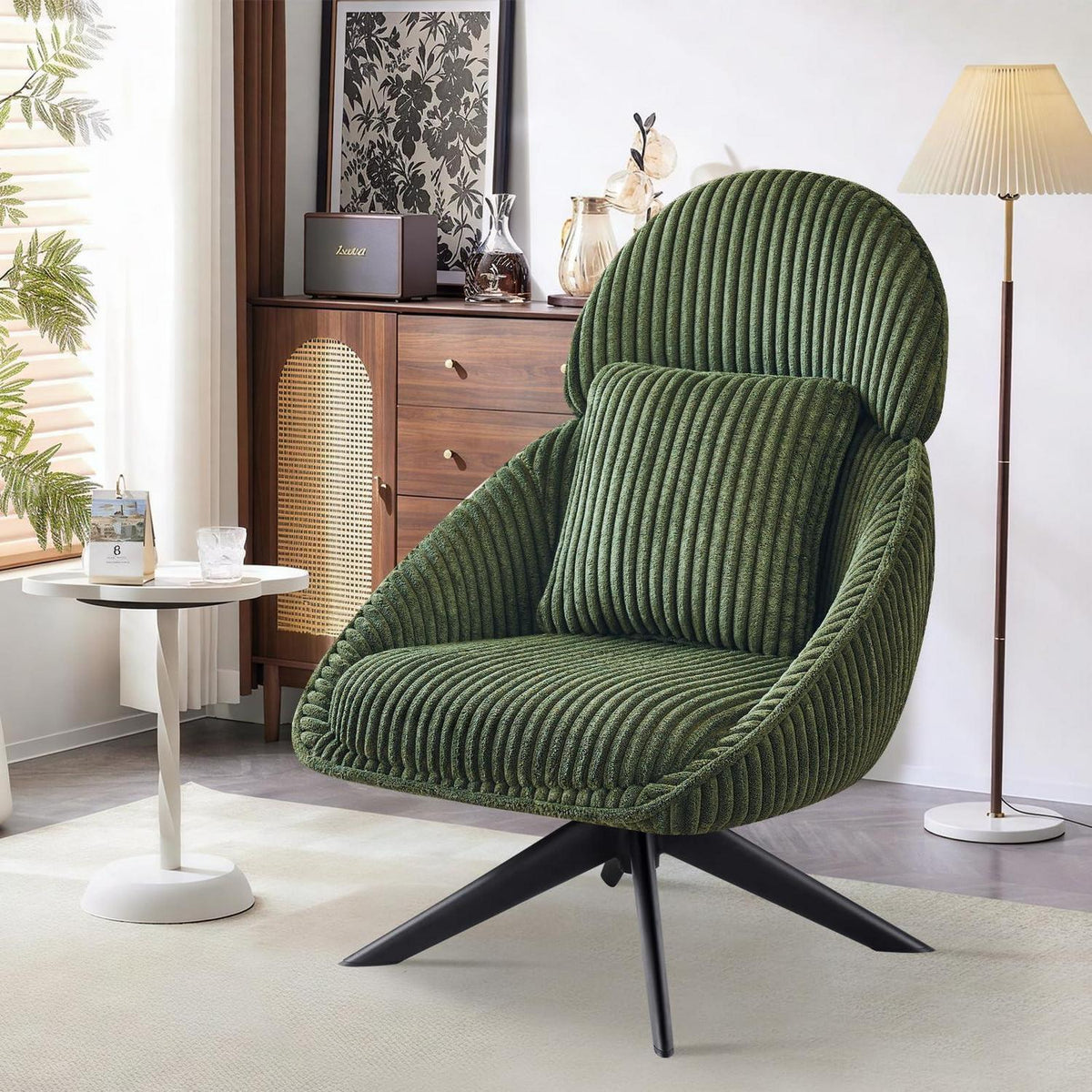 Drehbarer Loungesessel mit Kissen – Bequemer Sessel Grün