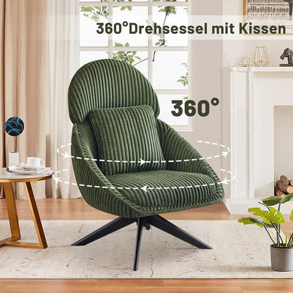 Drehbarer Loungesessel mit Kissen – Bequemer Sessel Grün