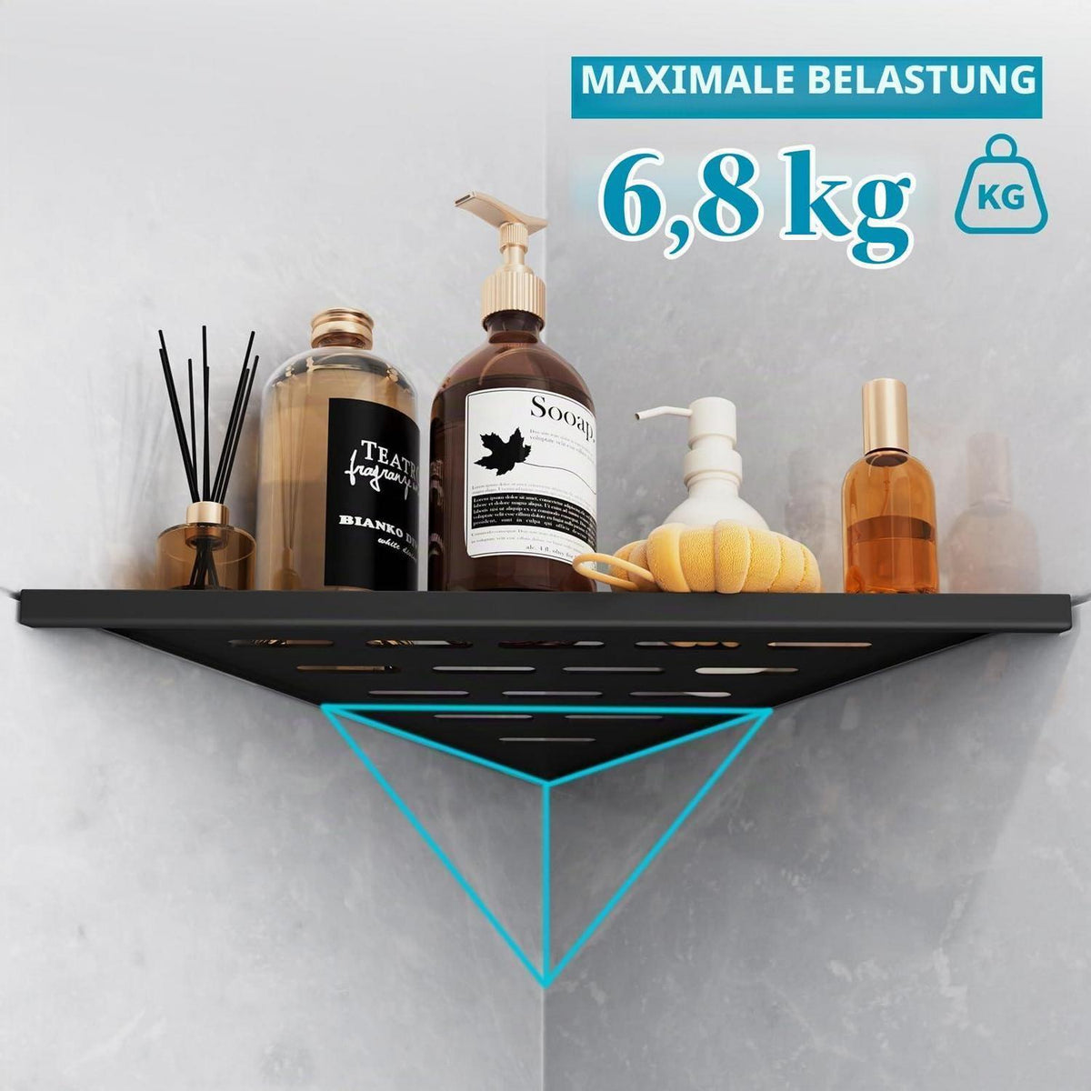Eck-Duschregal Edelstahl Schwarz – 2er Set ohne Bohren