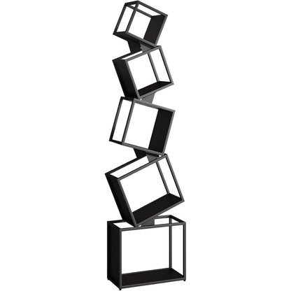 180cm Metall Bücherregal | 5 Ebenen | Robustes Standregal Schwarz