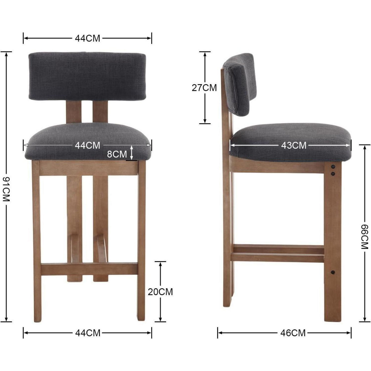 Holz Barhocker Set 2er – Gepolsterte Tresenhocker für Küche & Wohnzimmer