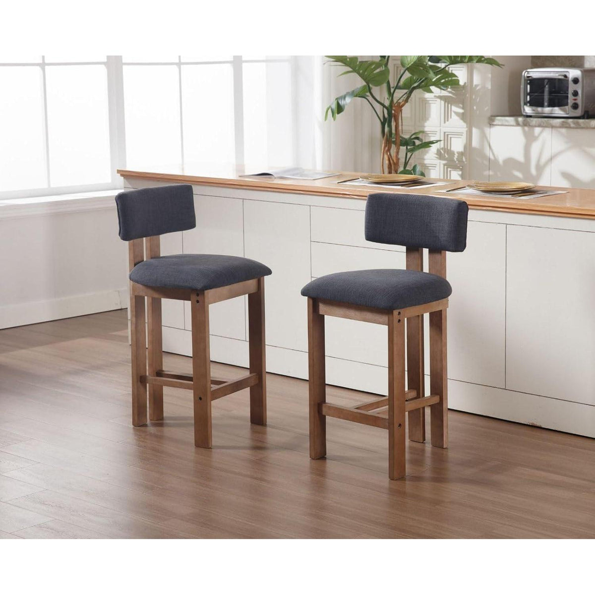 Holz Barhocker Set 2er – Gepolsterte Tresenhocker für Küche & Wohnzimmer