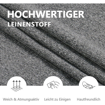 Esszimmerstühle 6er Set Dunkelgrau mit Armlehne & Leinenbezug