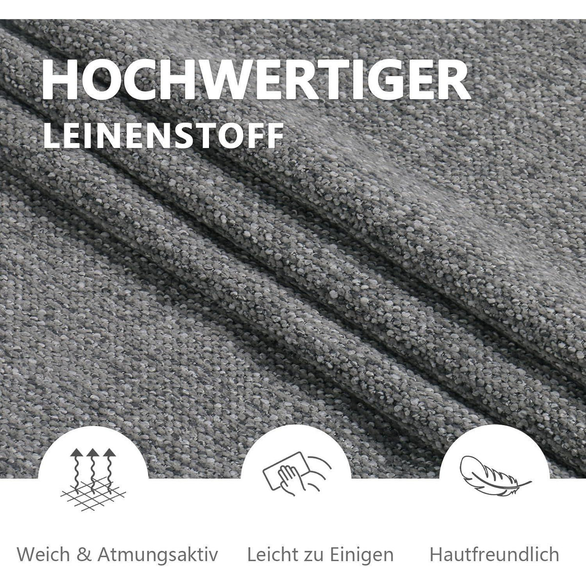Esszimmerstühle 2er Set Dunkelgrau mit Armlehne & Leinenbezug