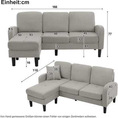 Eckcouch mit Chaiselongue – Grau, Modular & Platzsparend