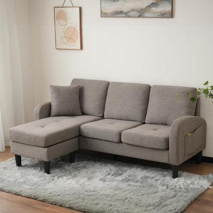 Ecksofa mit Chaiselongue – Dunkelgrau, 3-Sitzer, Modular