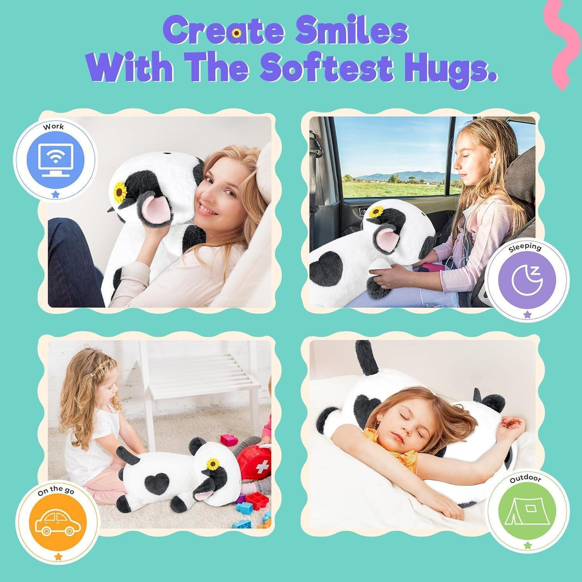 Gewichtetes Kuscheltier Kuh – 50cm Plüschtier zum Kuscheln