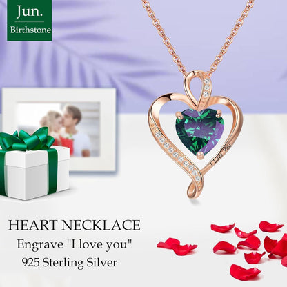 Silber Herz Kette Damen "I love you" mit Geburtsstein