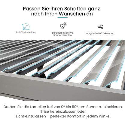 Lamellenpergola 3x3,6m – Verstellbares Dach & Entwässerung