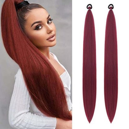 Ombre Zopfverlängerung 66cm – Weinrot, 2er Pack