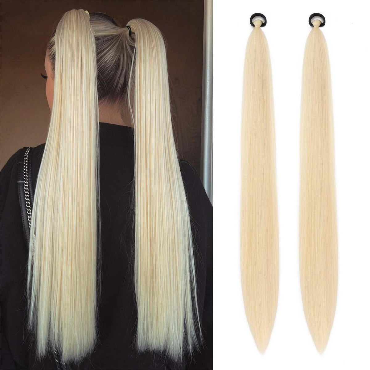 Ombre Zopfverlängerung Pferdeschwanz Kunsthaar 66cm Goldblond (2er Pack)