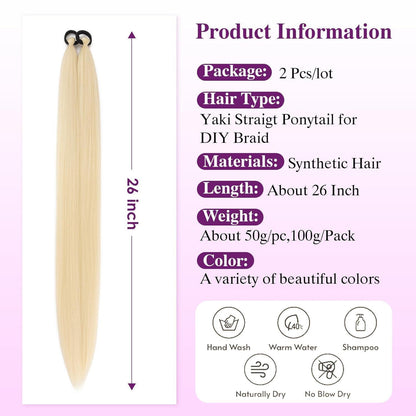 Ombre Zopfverlängerung Pferdeschwanz Kunsthaar 66cm Goldblond (2er Pack)