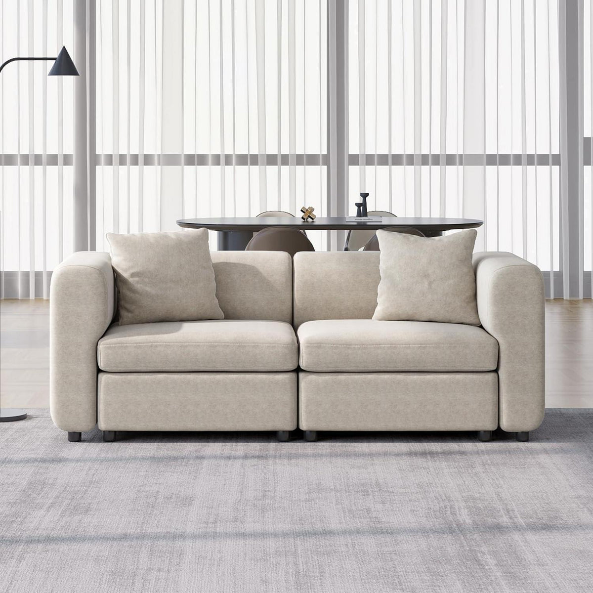 Beiges Zweisitzer-Sofa – Modernes Design für kleine Wohnzimmer