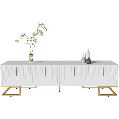 TV-Lowboard weiß mit goldenen Akzenten | 170x40x45.5cm