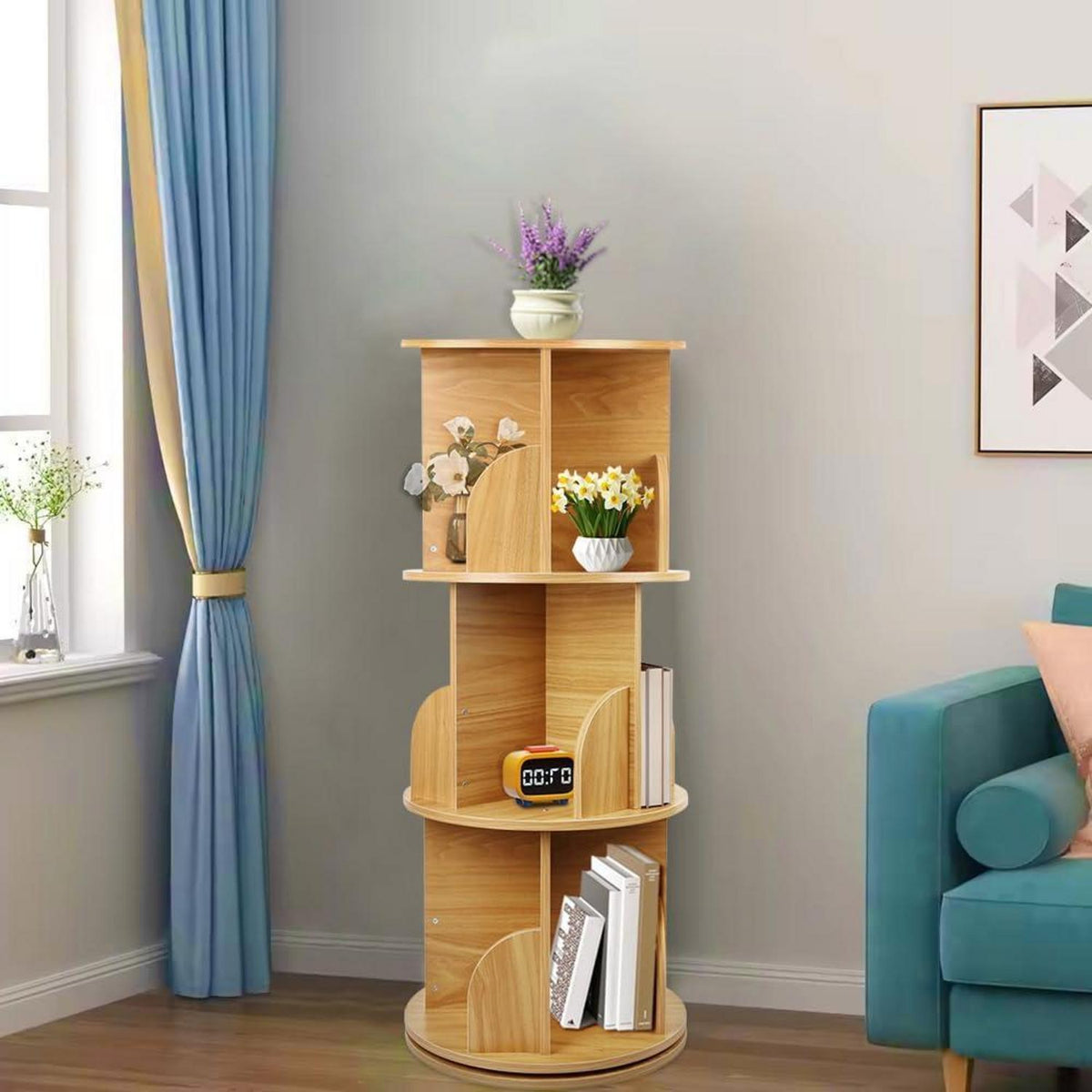 Drehbares Kinderbücherregal mit 3 Ebenen, Holz
