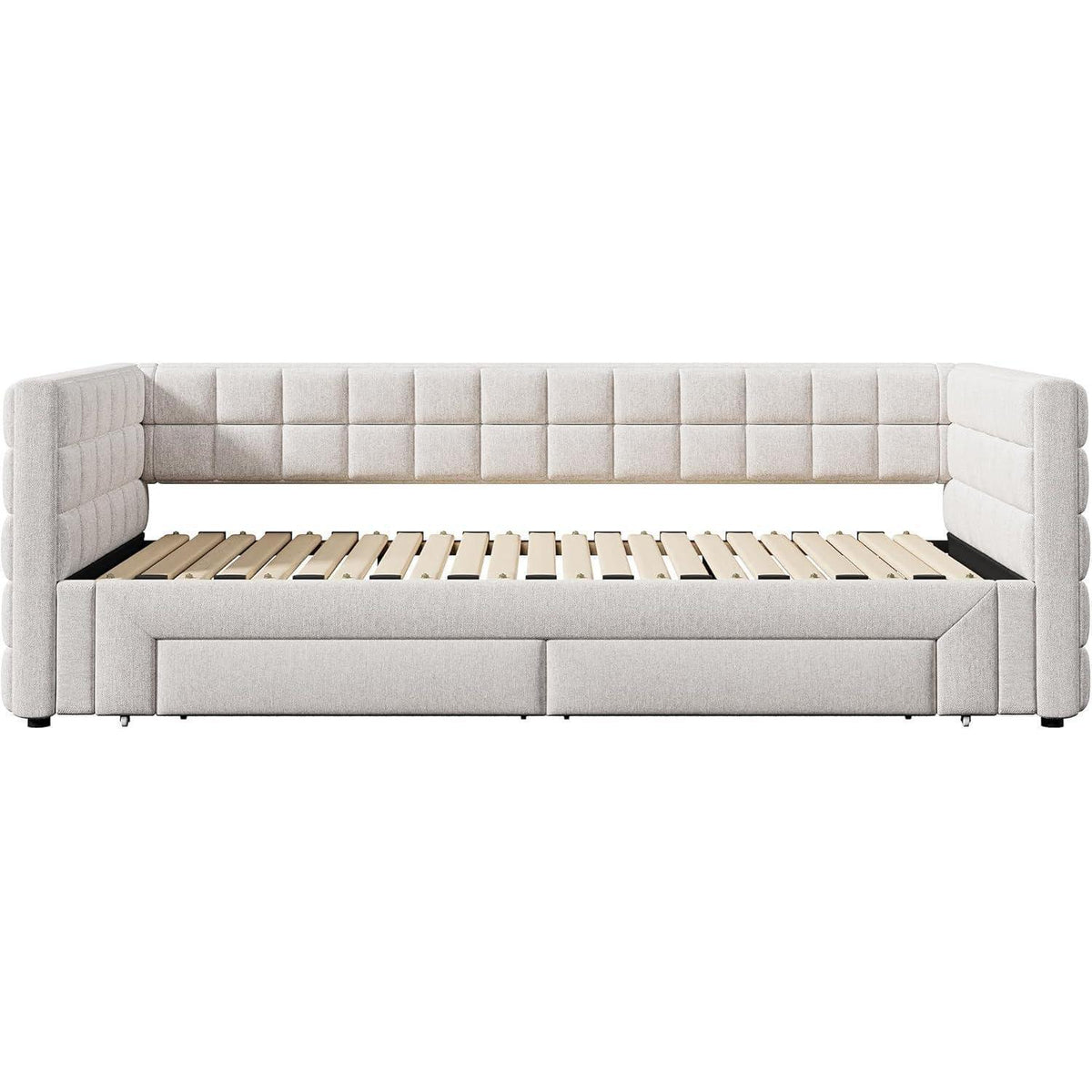 Tagesbett 90x200cm mit Bettkasten & Schubladen (Beige)