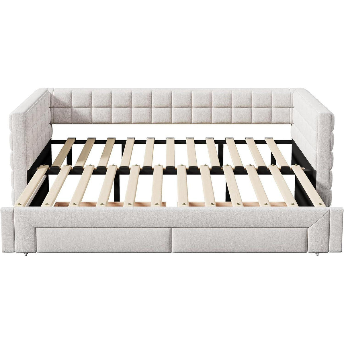 Tagesbett 90x200cm mit Bettkasten & Schubladen (Beige)