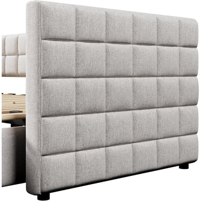 Tagesbett 90x200cm mit Bettkasten & Schubladen (Beige)