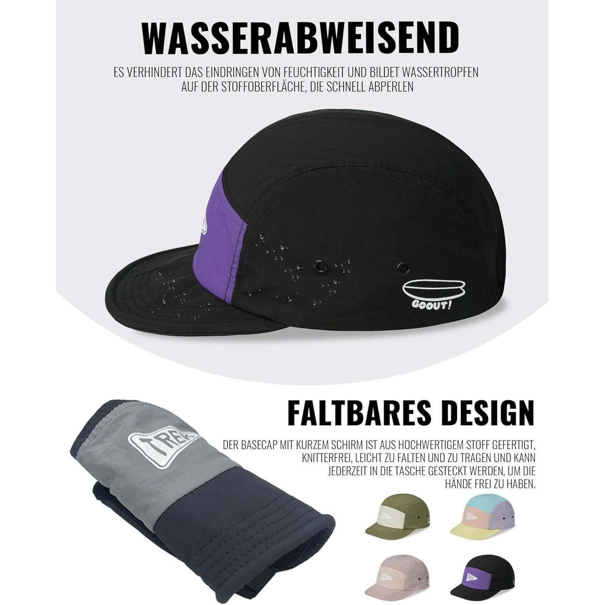 5-Panel Cap Herren – Wasserdicht & Atmungsaktiv mit Kurzem Schirm