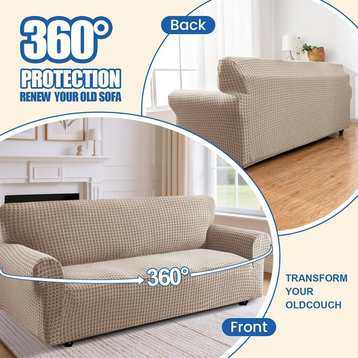 Stretch Sofaüberzug 2 Sitzer – Rutschfest & Jacquard