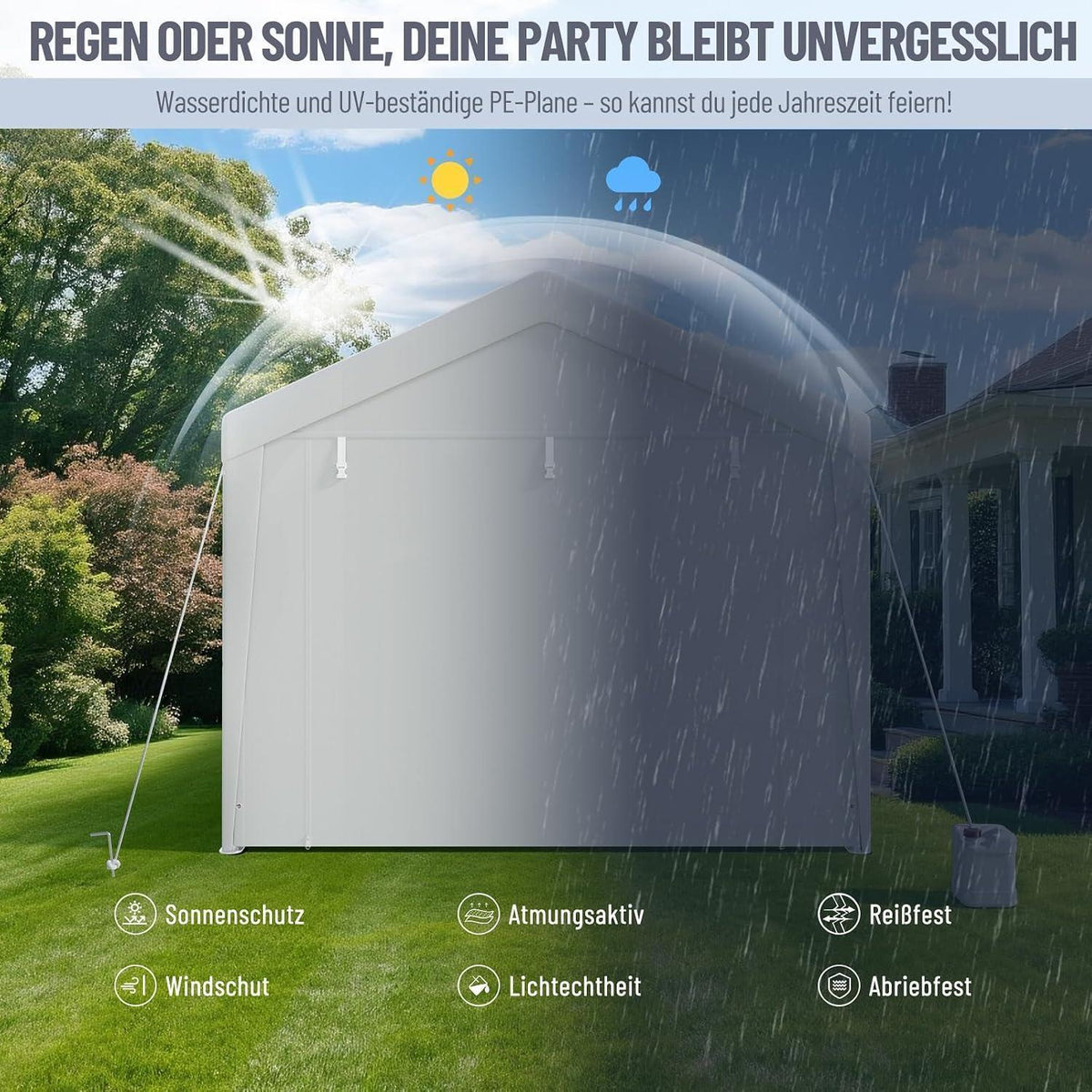 Partyzelts 3x4 – Wasserdicht, Stabil & Mit Seitenwänden