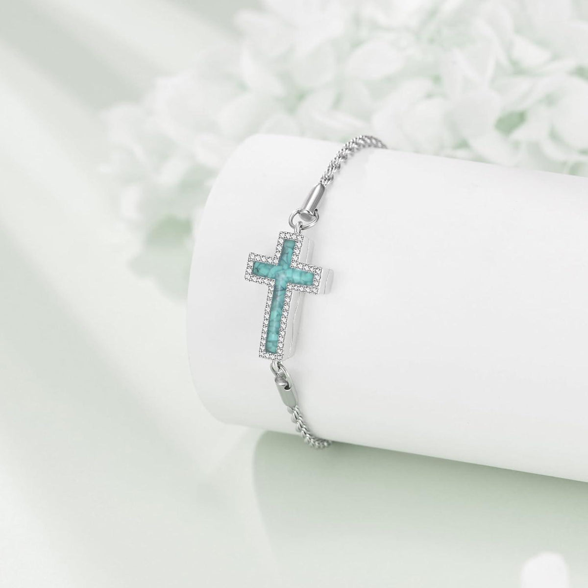 Kreuz Urnenarmband aus Sterling Silber für Asche & Erinnerungen