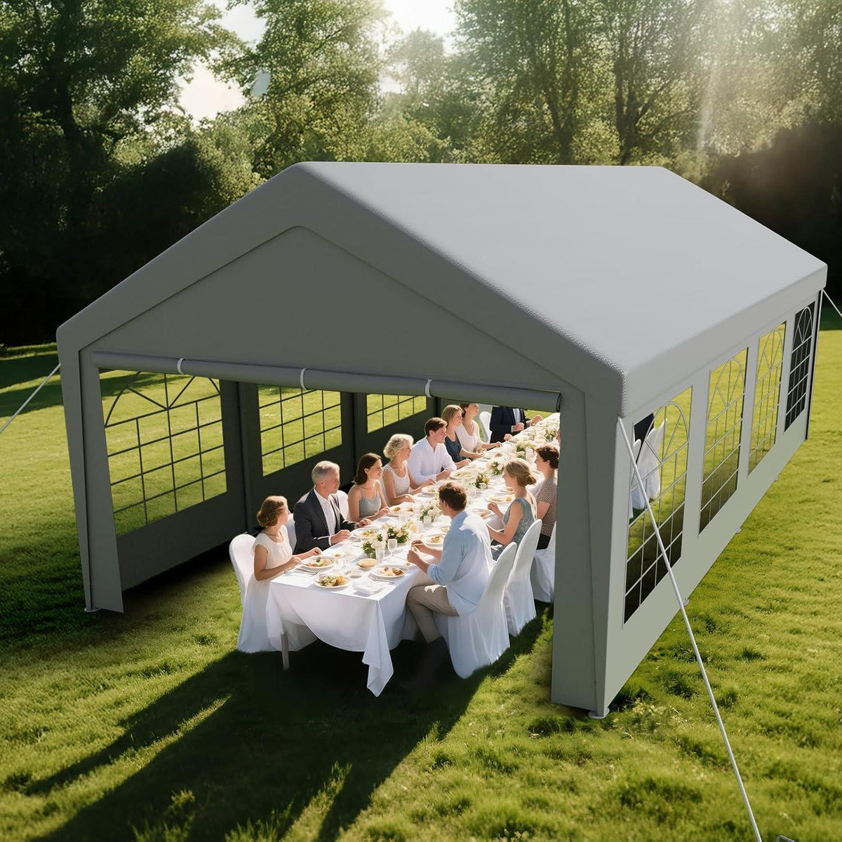 Pavillon 4x8 mit Seitenwänden – Partyzelt für Gartenfeste