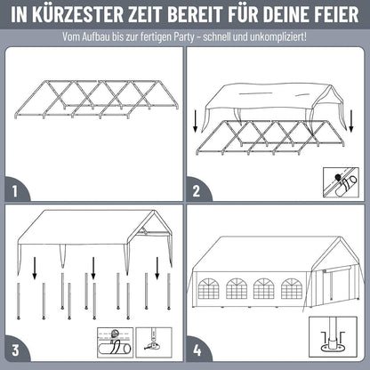Pavillon 4x8 mit Seitenwänden – Partyzelt für Gartenfeste