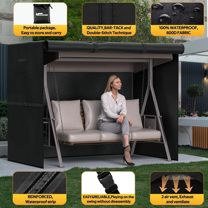 Hollywoodschaukel Abdeckung 3-Sitzer | Wasserdicht & Winterfest 210x150x150cm
