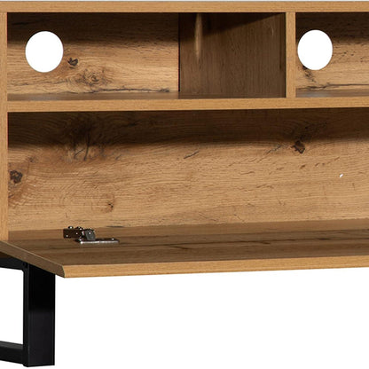 TV Lowboard 180cm mit 2 Schubladen – Schwarz & Holzoptik