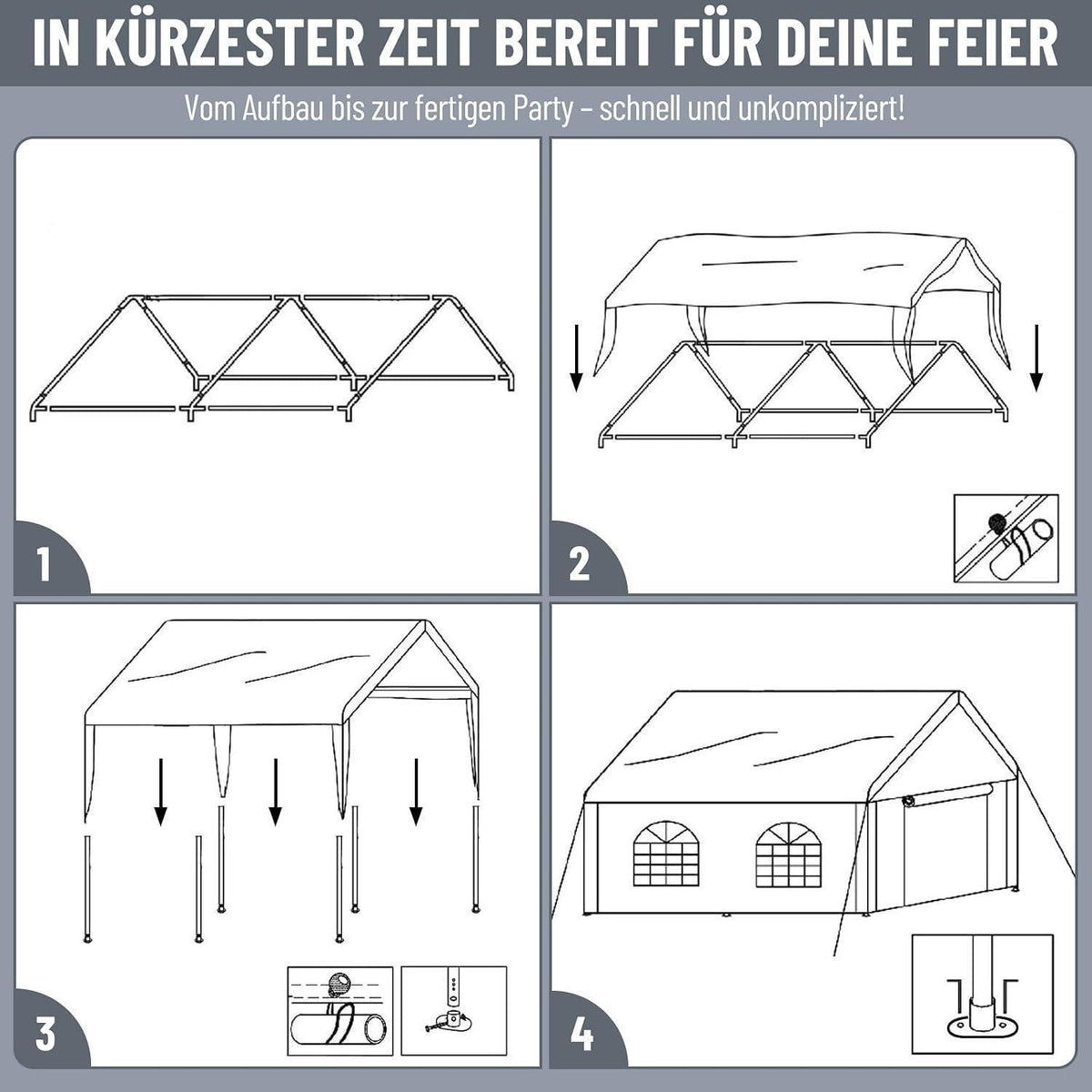 Party Zelt 3x4 – Wasserdicht, Stabil & Winterfest