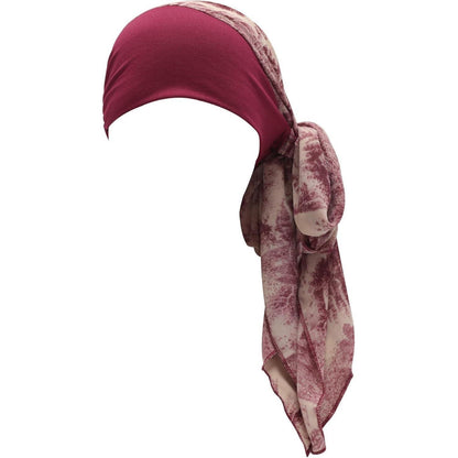 Damen Turban Kopftuch Burgunderrot Bedruckt – Vielseitig & Bequem