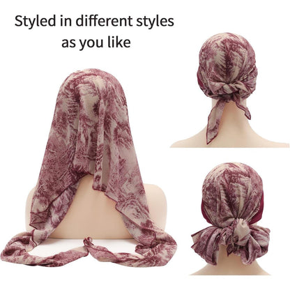 Damen Turban Kopftuch Burgunderrot Bedruckt – Vielseitig & Bequem