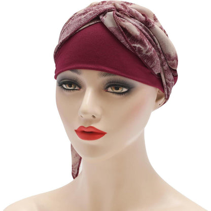 Damen Turban Kopftuch Burgunderrot Bedruckt – Vielseitig & Bequem
