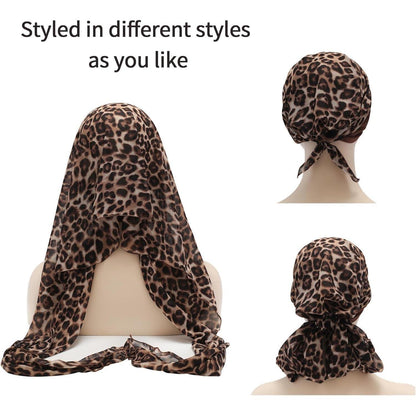 Damen Turban Kopfbedeckung Leopardenmuster Braun