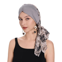 Damen Turban Kopftuch Schmetterling Hellgrau