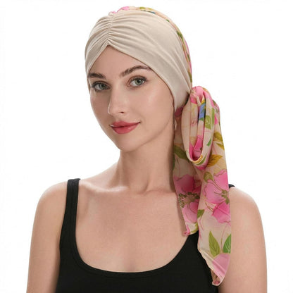 Damen Turban Kopftuch Magnolia Pink Beige - Bequemer Alltagslook