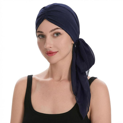 Damen Turban Kopftuch Navy - Bequeme Kopfbedeckung