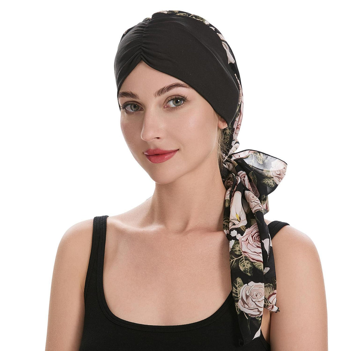 Damen Turban Kopftuch Rosa/Schwarz – Bequeme Kopfbedeckung