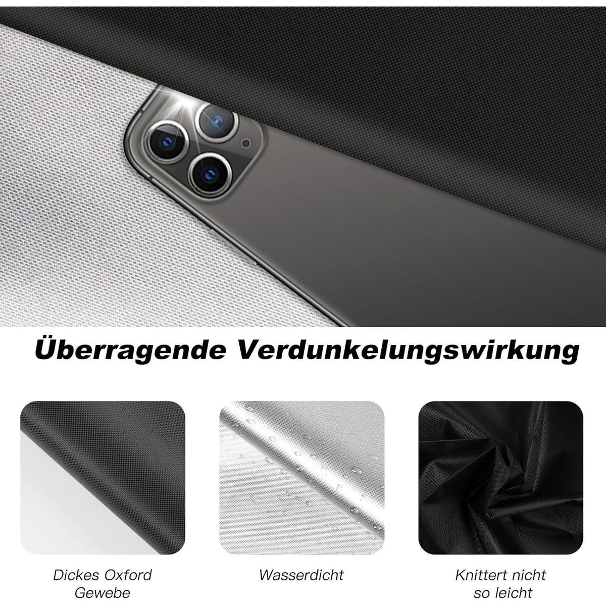 Verdunkelungsrollo ohne Bohren für Fenster, 100% Abdunkelung, 100x145cm