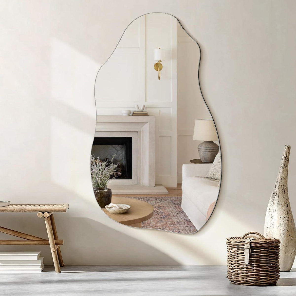 Asymmetrischer Wandspiegel 80x45 cm – Moderner Badezimmer Spiegel